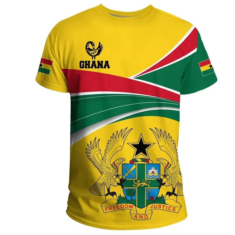 Summer New Tigre African Country Flag Men's Print T-Shirt Ghana National Emblem Graphic Casual Oversized Tshirts Male Tees Tops S