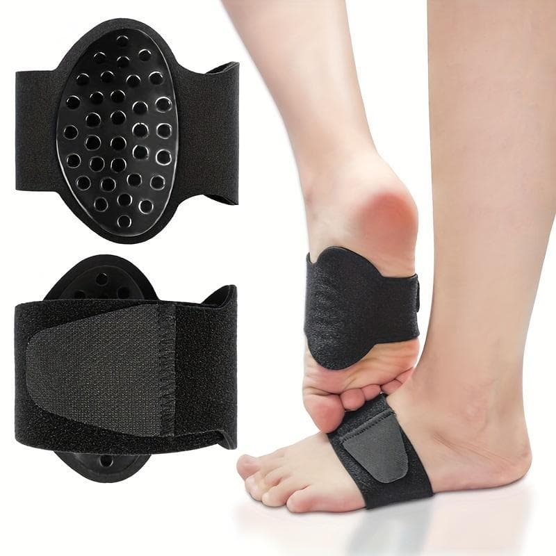 1 Pair Comfortable Foot Protectors Thickened Shock-absorbing Honeycomb Holes Pads Arch Support Shock-absorbing Flat feet black