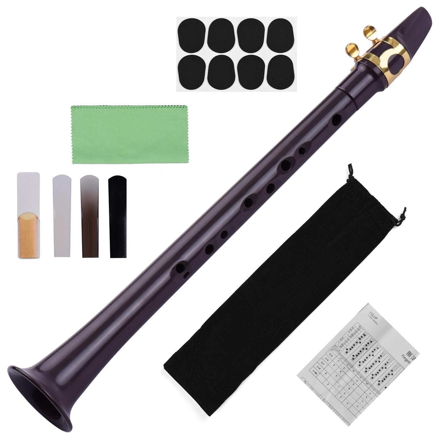 11-hole C Key Mini Pocket Saxophone ABS with Alto Mouthpiece Ligature 4pcs Reeds 8pcs Dental Pads