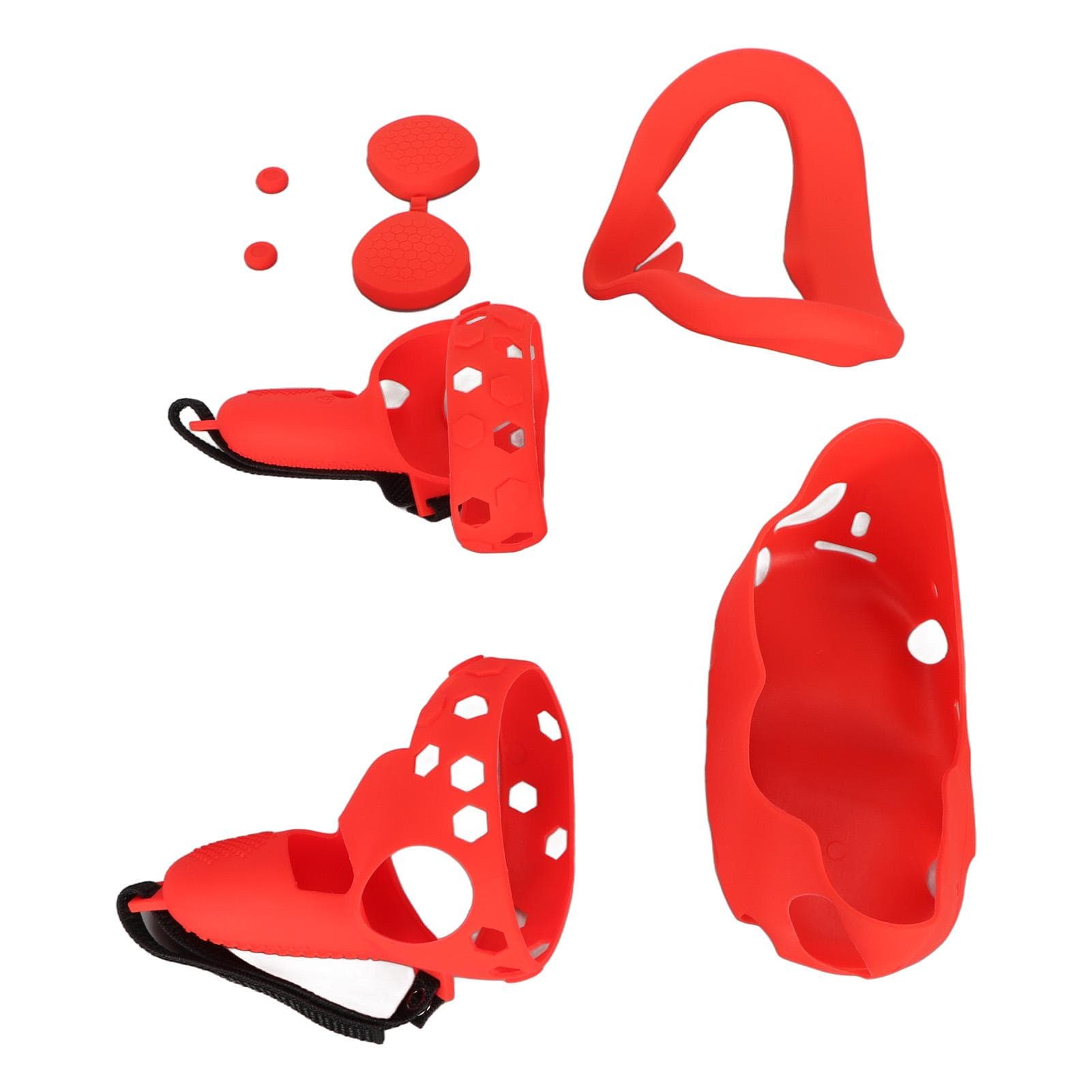 5 in 1 Silicone Cover Set for Quest 2 Includes Face Cover Controller Grip Cover VR Shell Cover Dust red