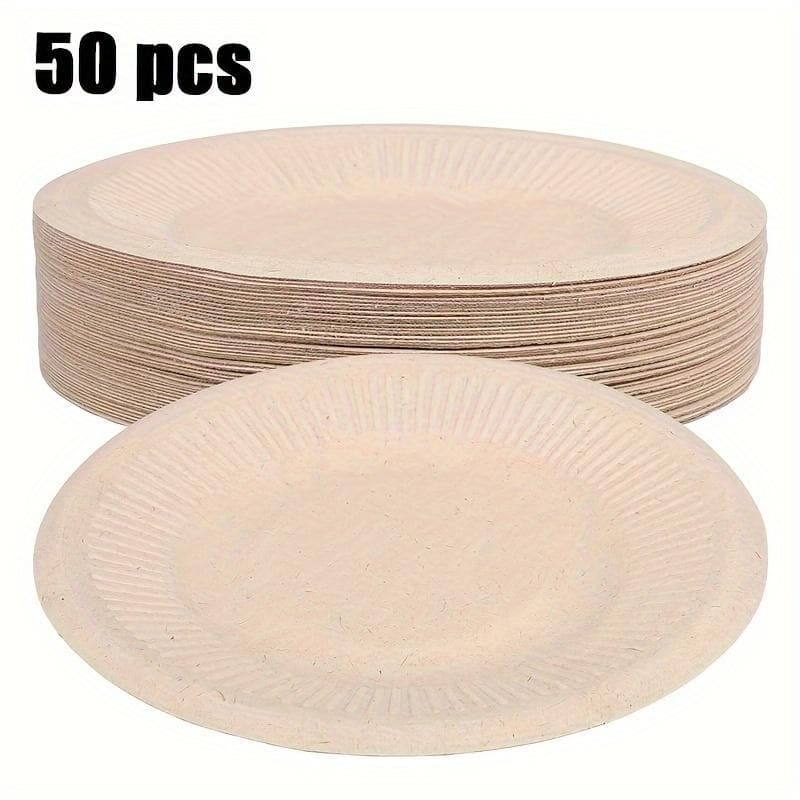 1set/50pcs Round Dinner Plate 50pcs 8 Inch Disposable Dinner Plate Dessert Dinner Plate, Wedding Cake Appetizer Dinner Plate Pack of 50