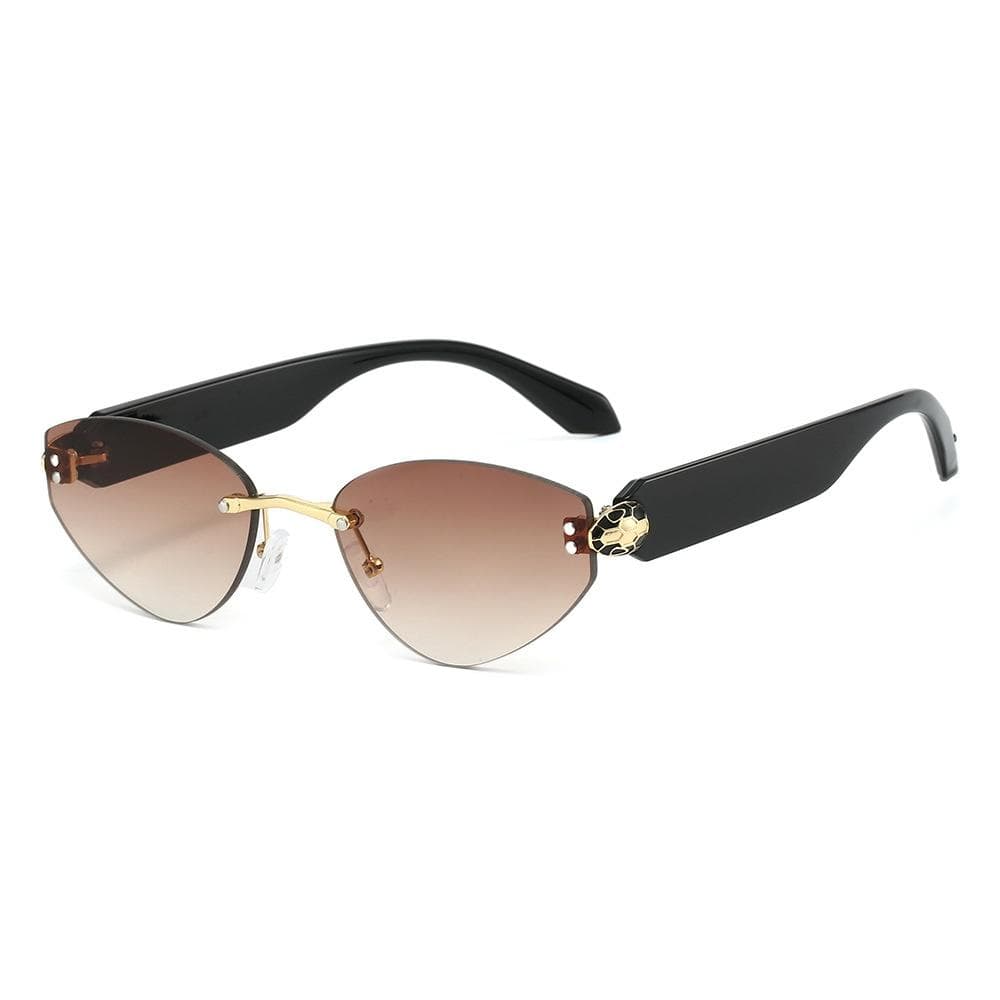 New Luxury Frameless Gradient Oval Women Sunglasses Y2K Bead Inlay UV400 Trendy Unisex Sun Glasses All Match as picture