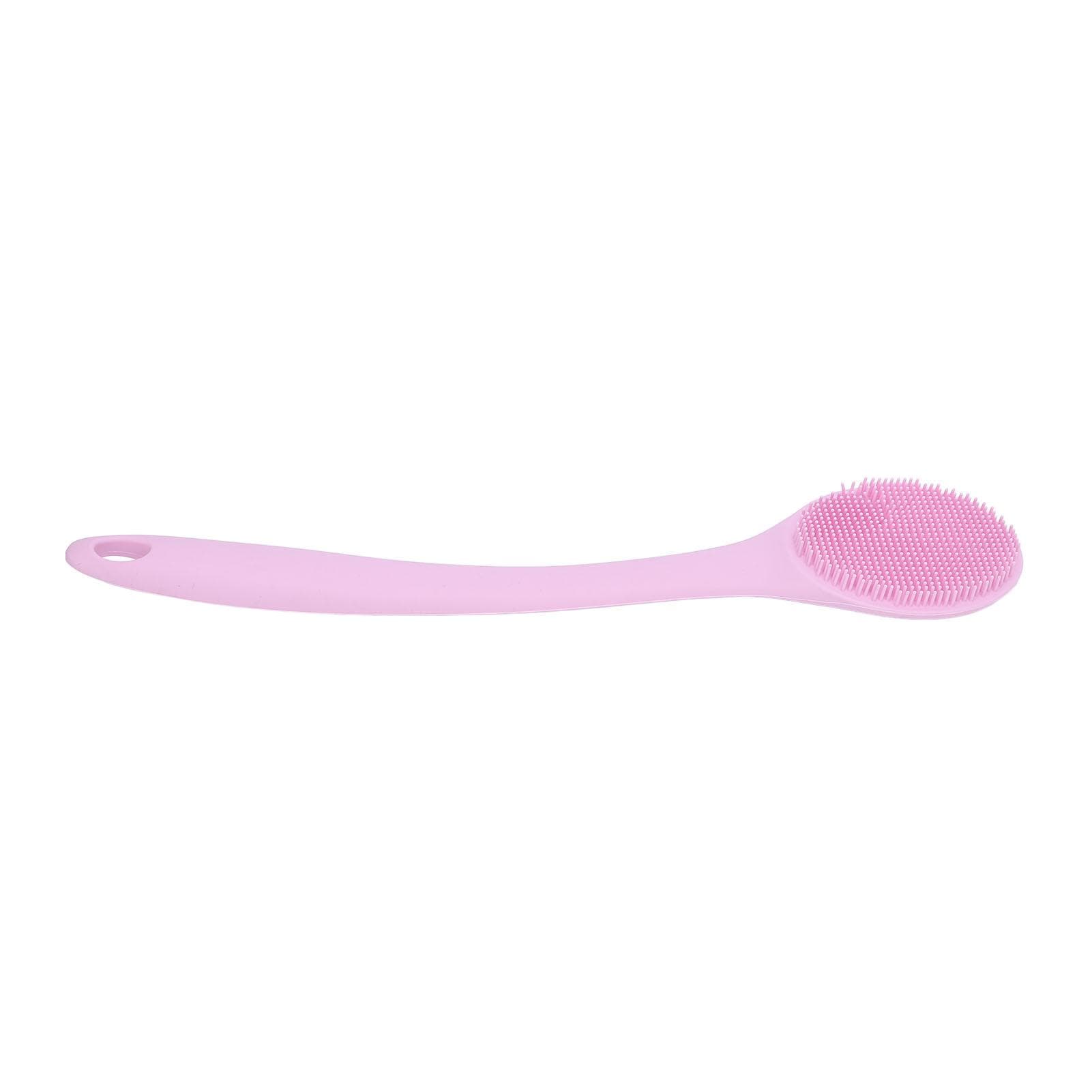 Silicone Back Scrubber for Shower Long Handle Quick Drying Produce Rich Foam Exfoliating Shower pink