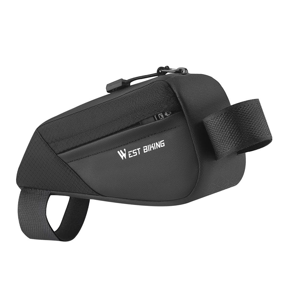 0.5L Bicycle Bag Bike Frame Fronttube Bag Bicycle Front Frame Bag Compact Size Smooth Zipper black