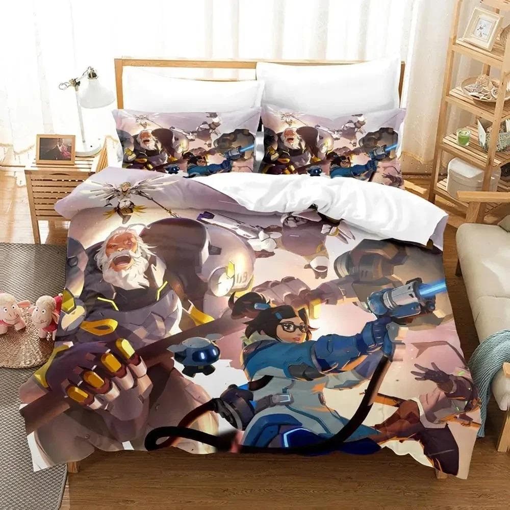 Game Overwatchs Bedding Set Boys Girls Twin Queen Size Duvet Cover Pillowcase Bed Kids Adult Fashion Home Textile Customizable EU King 240x220cm