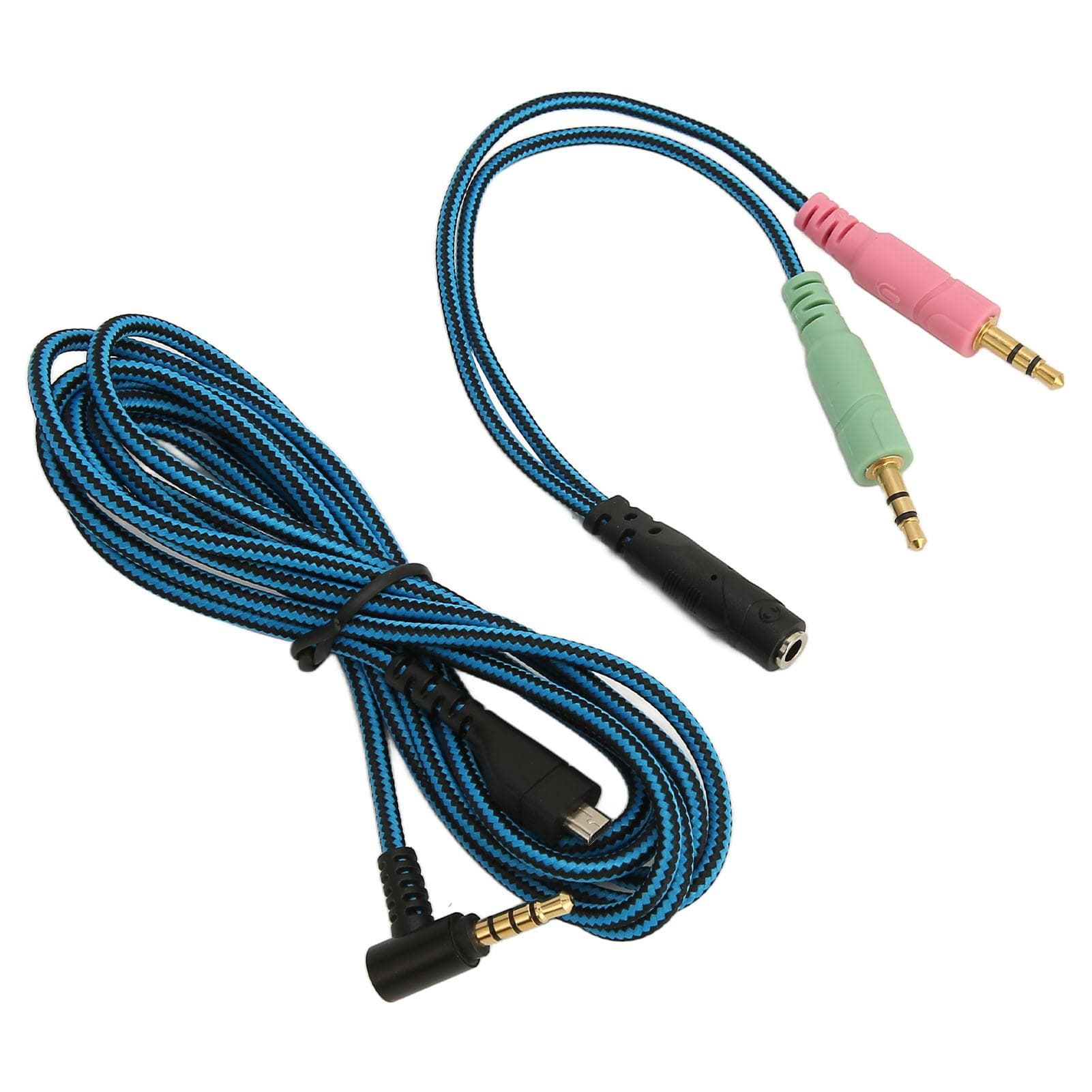 Headphone Cable Elbow Plug OFC Core Replacement Headset Cord with Y Adapter for Steelseries Arctis