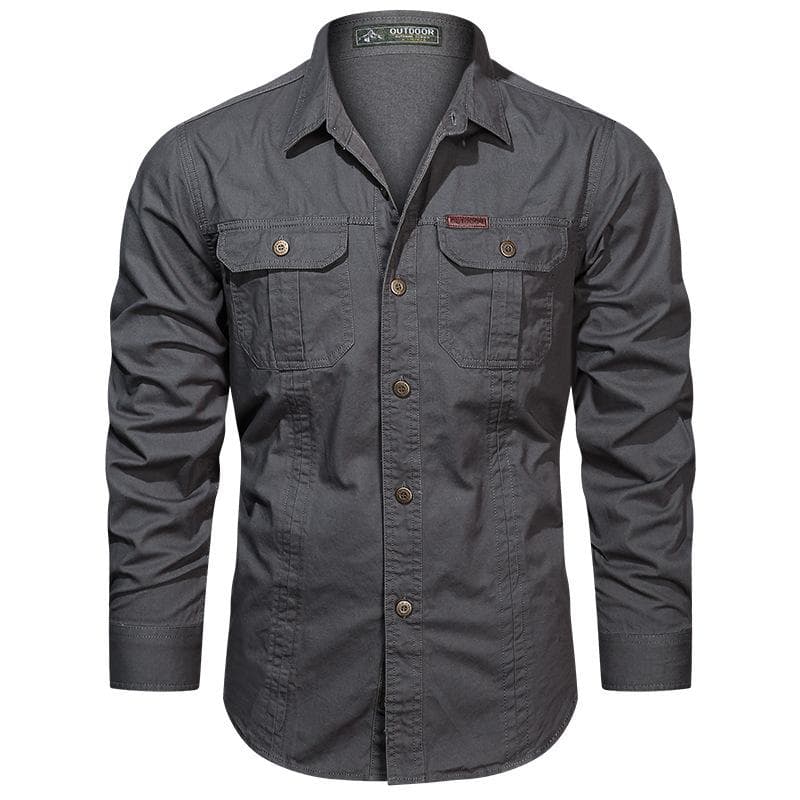 2023 Army Tactical Shirts Men Spring Autumn Military Casual Slim Cargo Tops Outdoor Wear-resistant Long Sleeve Work Shirt XXXL grey