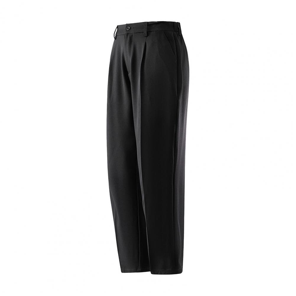 Men Pants Wide Leg Straight Thin Side Pockets Japanese Style Elastic Waist Solid Color Gym Traning Jogging Sweatpants Long Trous M black