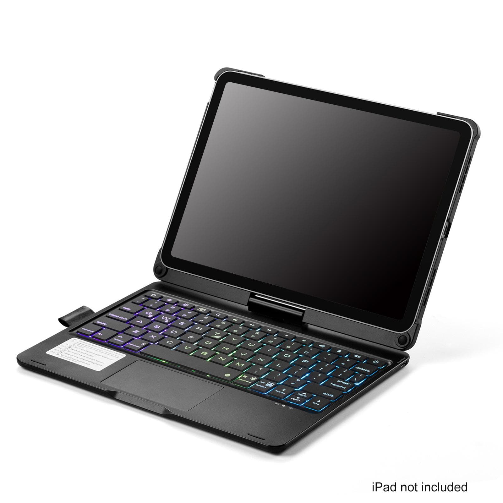 360 Degree Rotatable BT Keyboard for Rechargeable Wireless Keyboard & Mouse With 7-Color Backlit Type C-for ipad 10th black