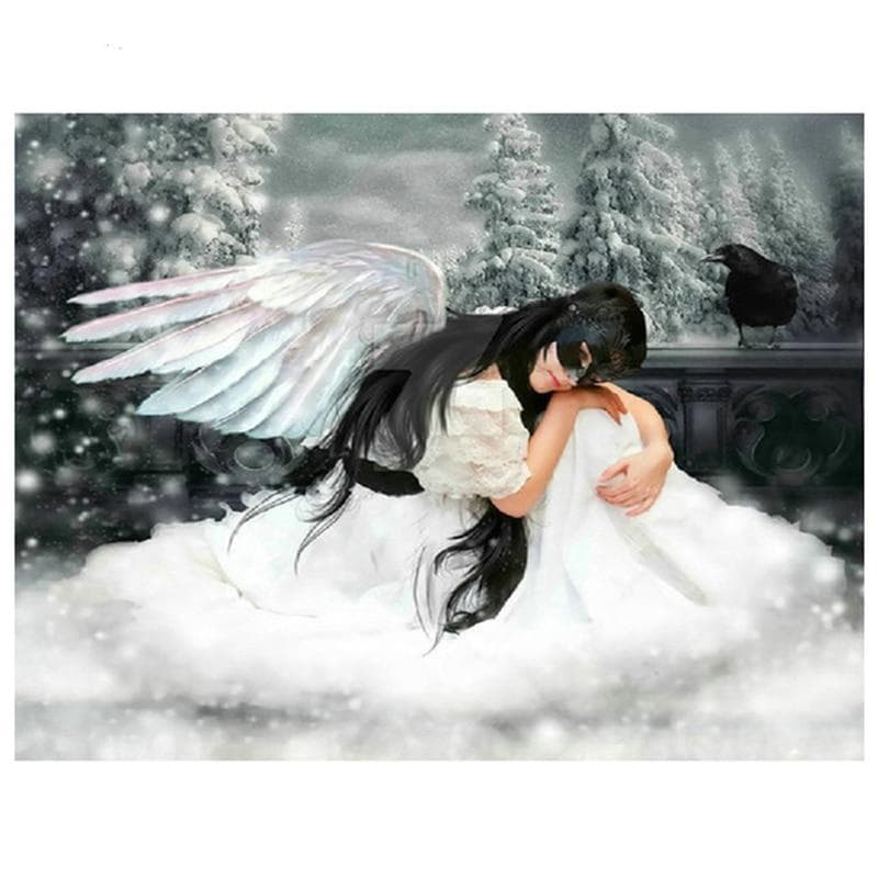 5D Diy Diamond Painting Angel Mask Girl Cross Stitch Kits Full Round Diamond Embroidery 20X30CM