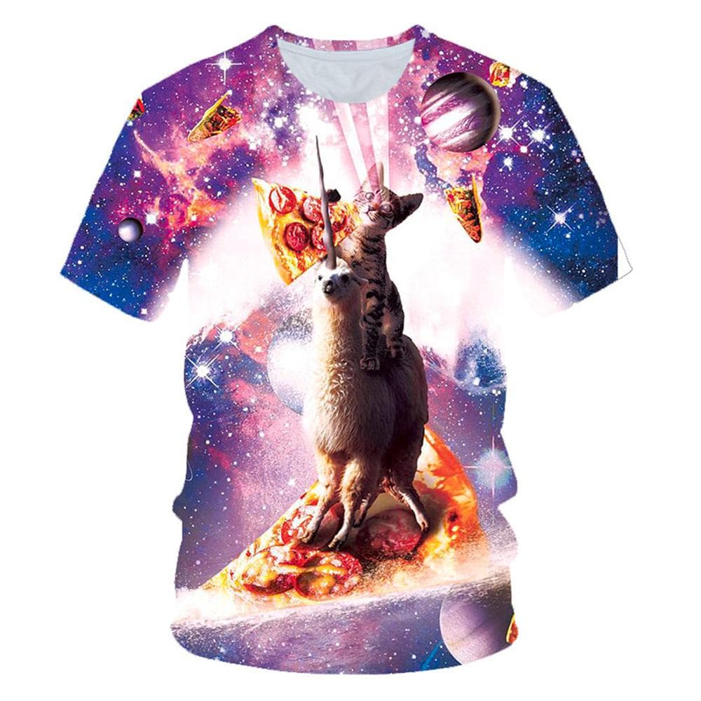 Funny Laser Eye Cat 3D Print Men Women Round Neck T-shirt Casual Short Sleeve Oversized Tees Tops Fashion Men Tshirt Clothing XL green