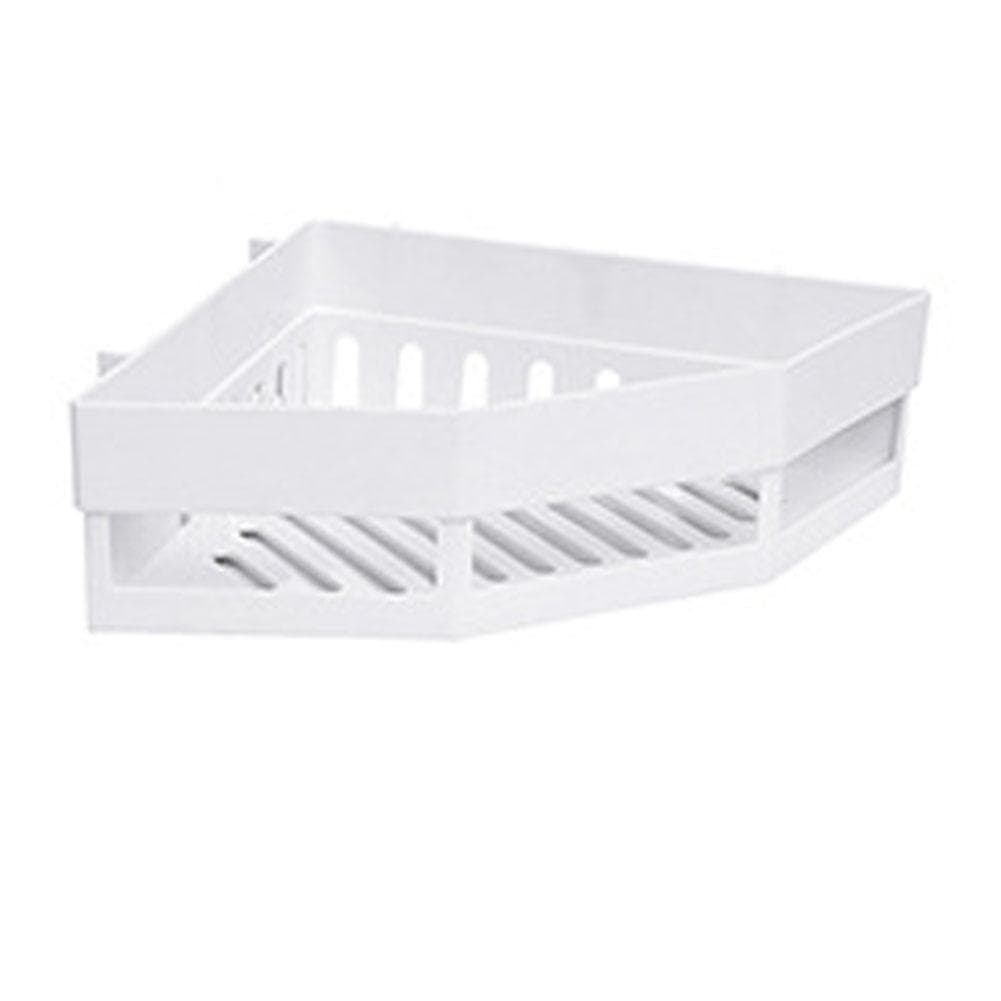Soap Wash Shelf Bathroom Tripod Wall Mounted Corner Seamless Organizer Rack(Beige) White