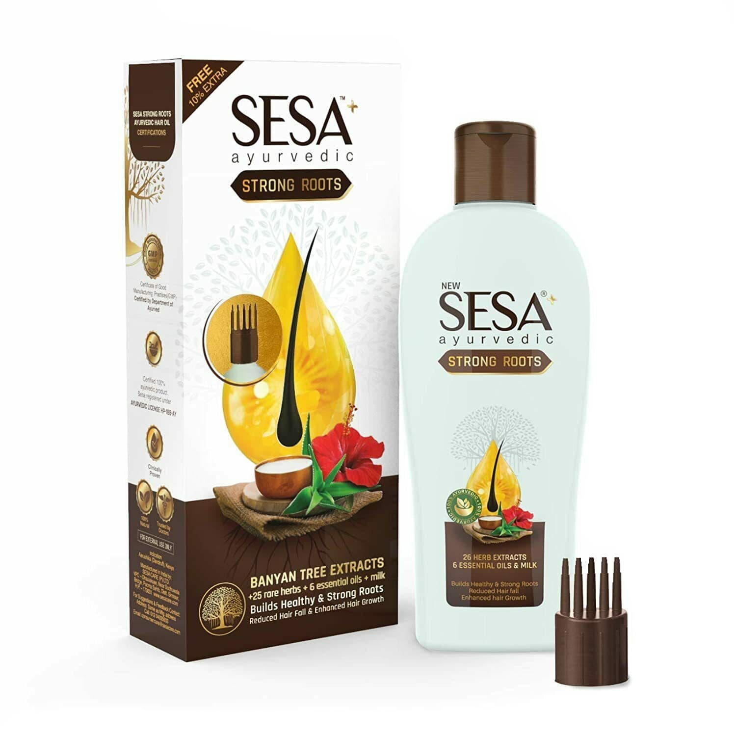Oil for strengthening hair roots (110 ml), Ayurvedic Strong Roots Hair Oil Sesa 11.71875