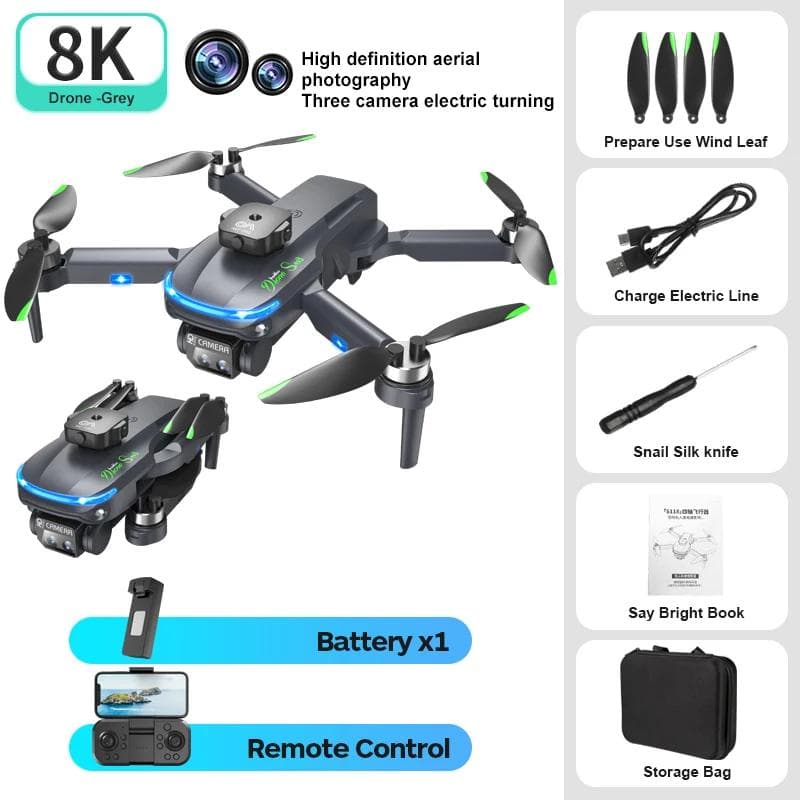 New S118 Brushless Mini Drone HD ESC Three Camera Motor Optical Flow Hovering Obstacle Avoidance Wind Resistant Quadcopter Toy Gift 1 battery black