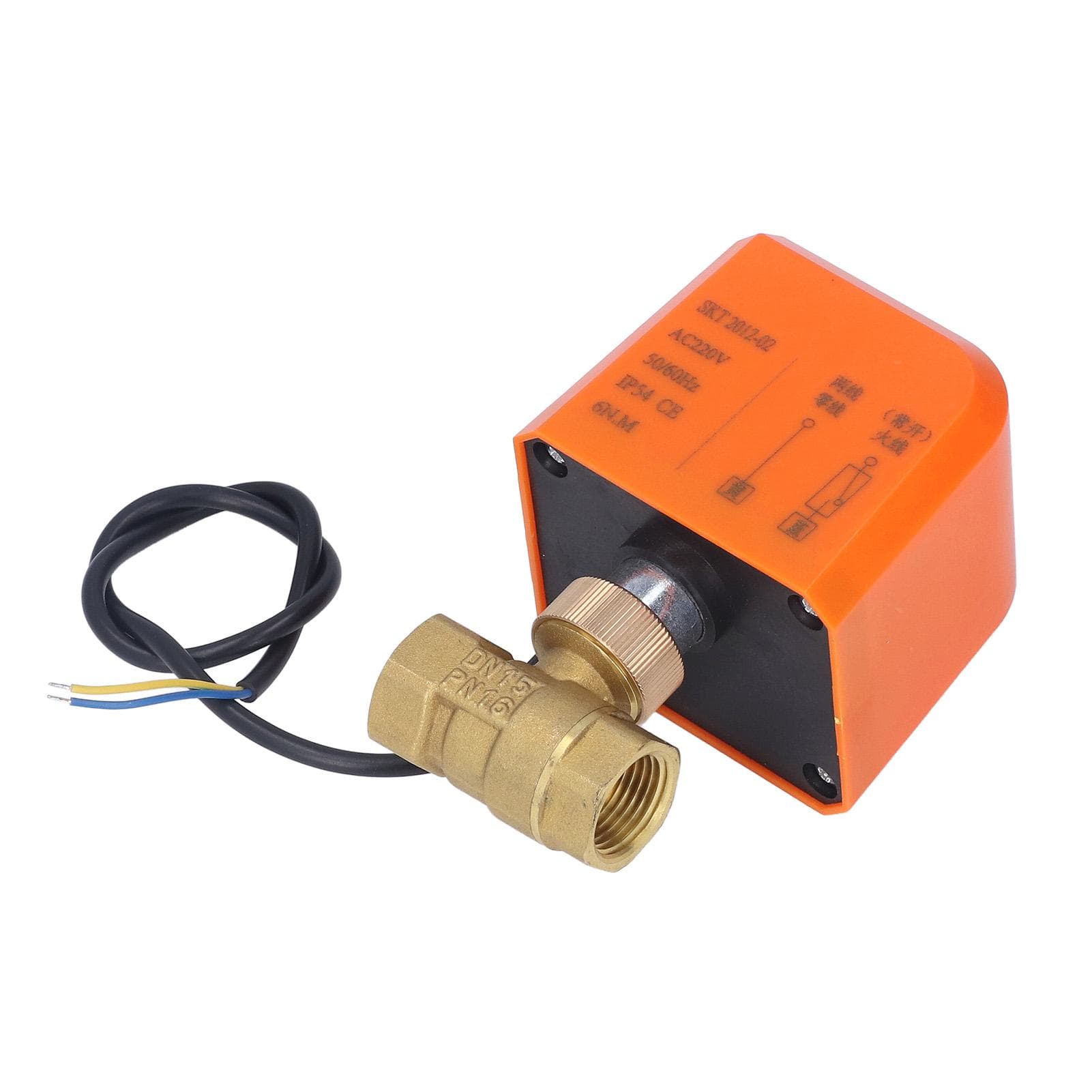 DN15 2 Way 2 Wire Electrical Ball Valve Normally Open Brass Ball Valve 12in Pipe Thread AC220V
