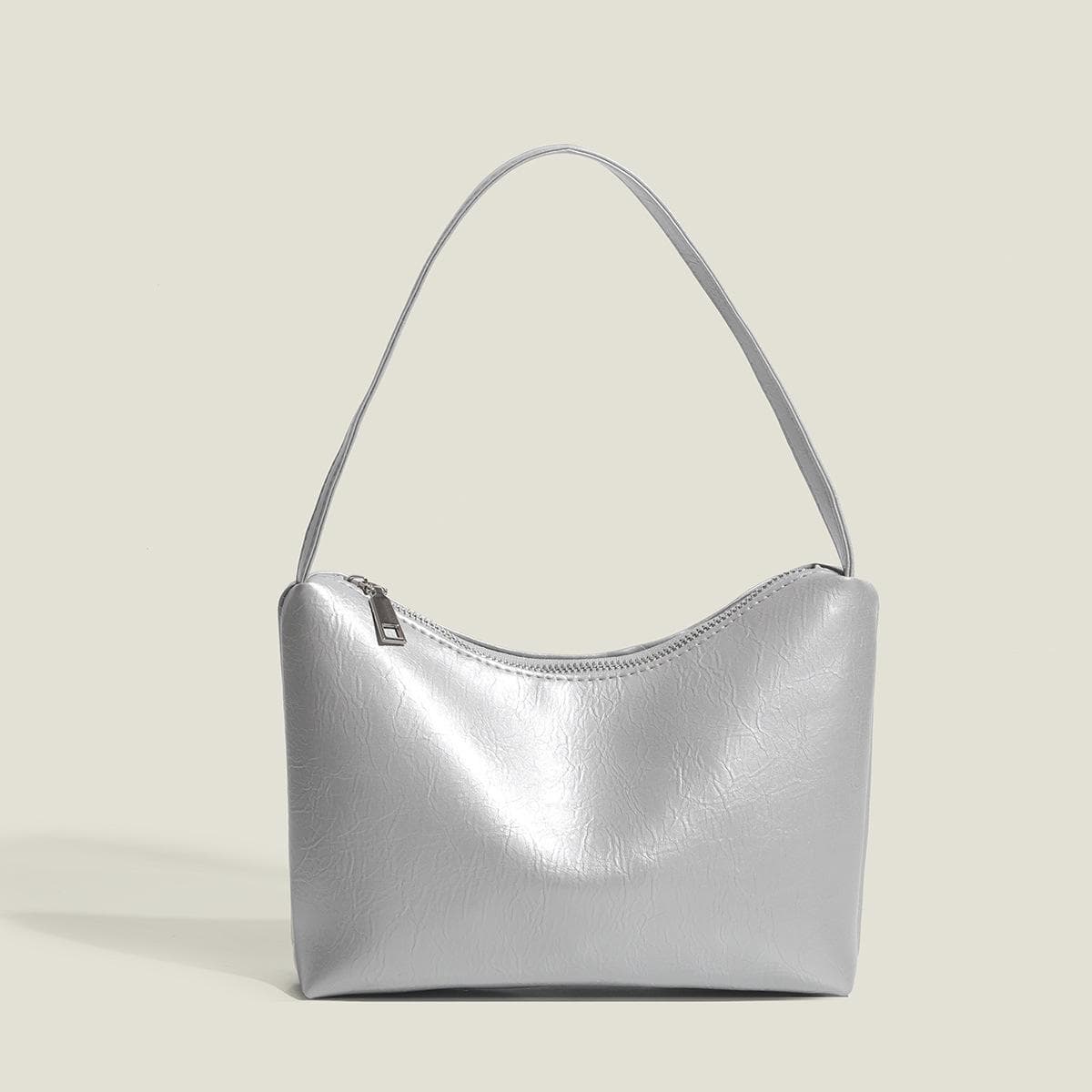 Niche Design Underarm Bag Instagram Fashion Small Bag Female Simple Silver Handbag Shoulder Bag silver