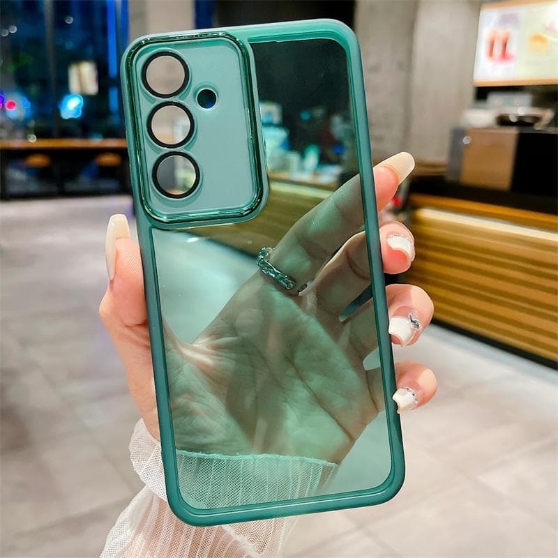 Transparent Silicone Case For Samsung Galaxy A55 A35 A56 A16 A06 A54 A34 A25 A24 A23 A53 A52 A14 A12 M33 M55 M15 M34 With Glass Lens Film Protection Samsung Galaxy A56 green