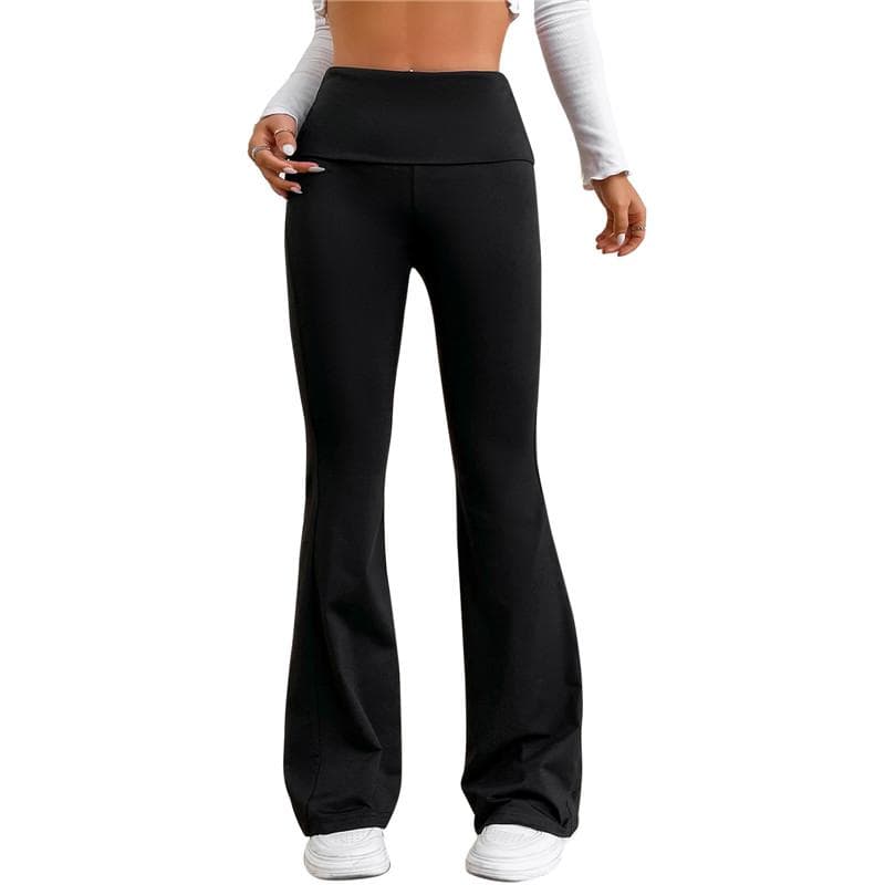 Women Micro Flared Shark Pants Leggings Slim Yoga Pants Women High Waist Wide Leg Pants Gym Sports Flared Pants Dance Trousers XL black