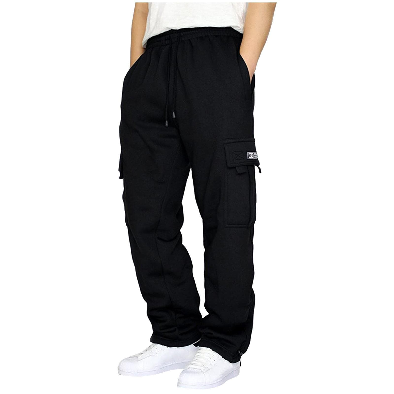 2024 Men's Multi-Pocket Sports Casual Drawstring Trousers with Cuffed Loose Fit Size XL