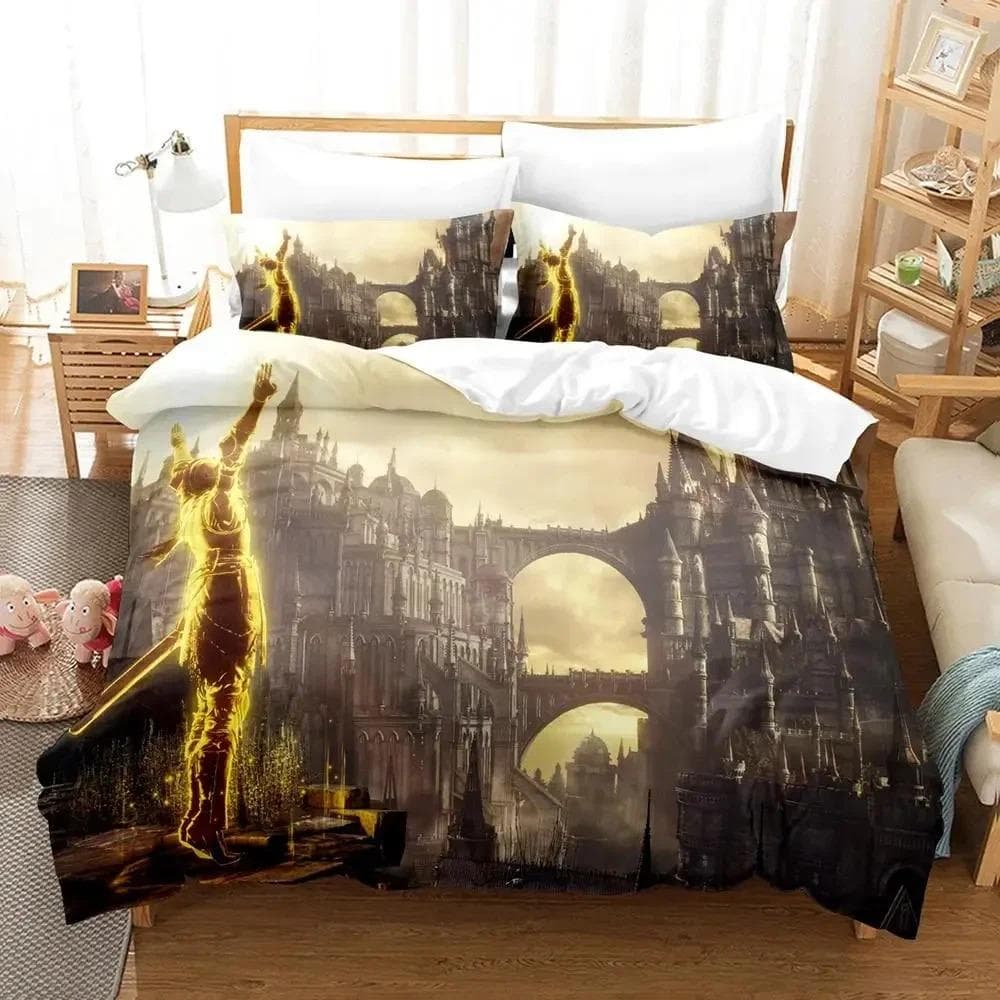 Game Dark Souls Bedding Set Duvet Cover Bed Set Quilt Cover Pillowcase Comforter king Queen Size Boys Adult Bedding Set EU Single 135x200cm