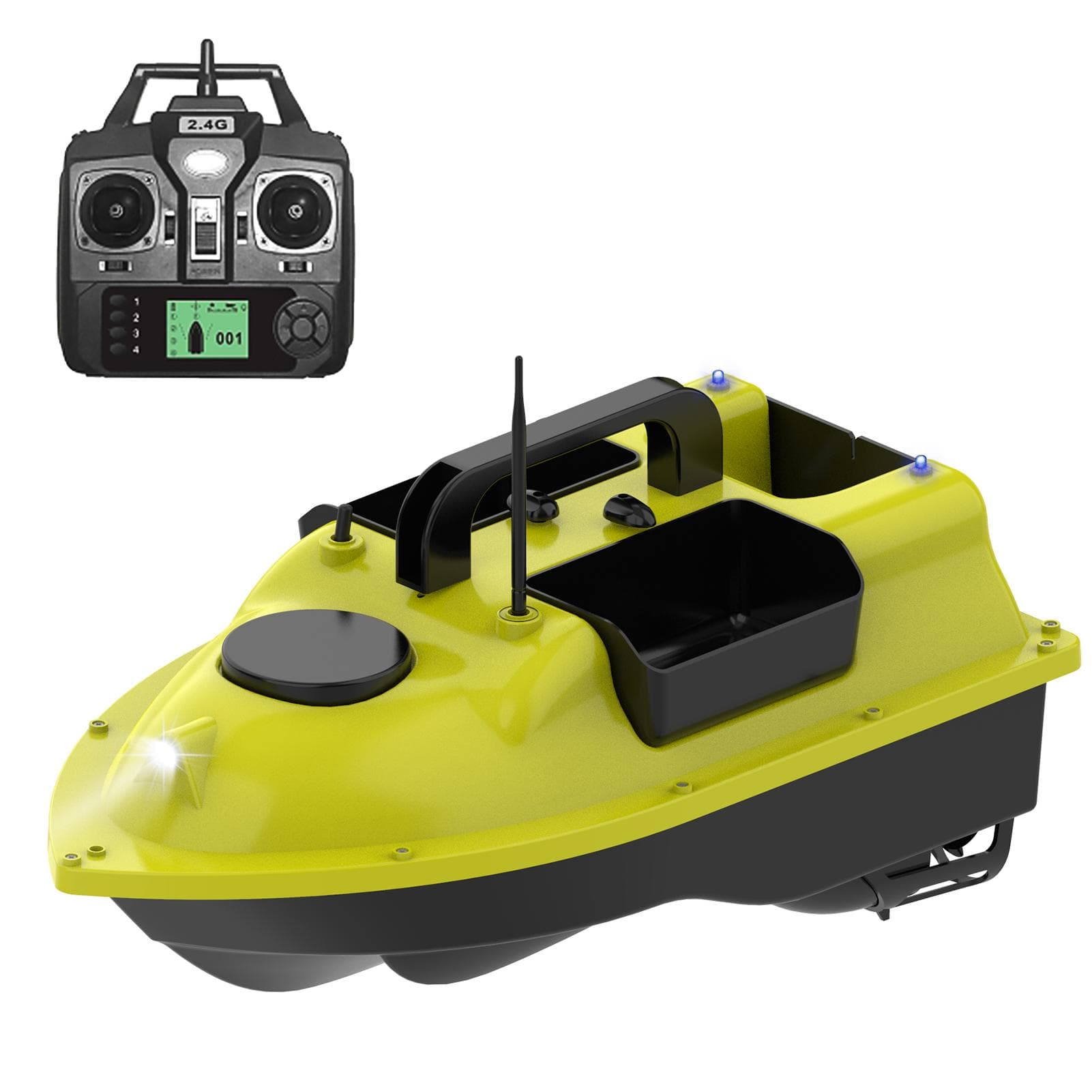 GPS Fishing Bait Boat with 3 Bait Containers Automatic Bait Boat with 400-500M Remote Range black