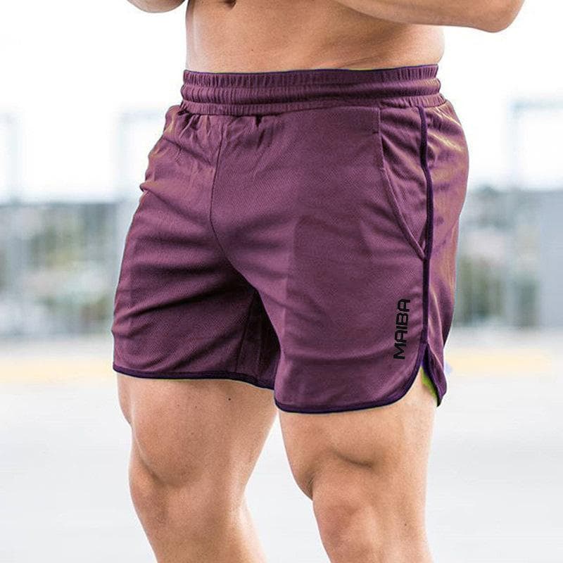 Men Fitness Bodybuilding Shorts Man Summer Gyms Workout Male Breathable Mesh Quick Dry Sportswear Jogger Beach Short Pants XL wine red