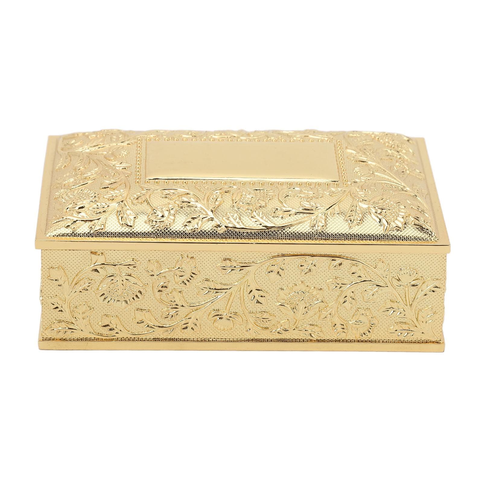 Vintage Jewelry Box Carved Elegant Colorfast Zinc Alloy Soft Velvet Lining Trinket Storage Box for gold