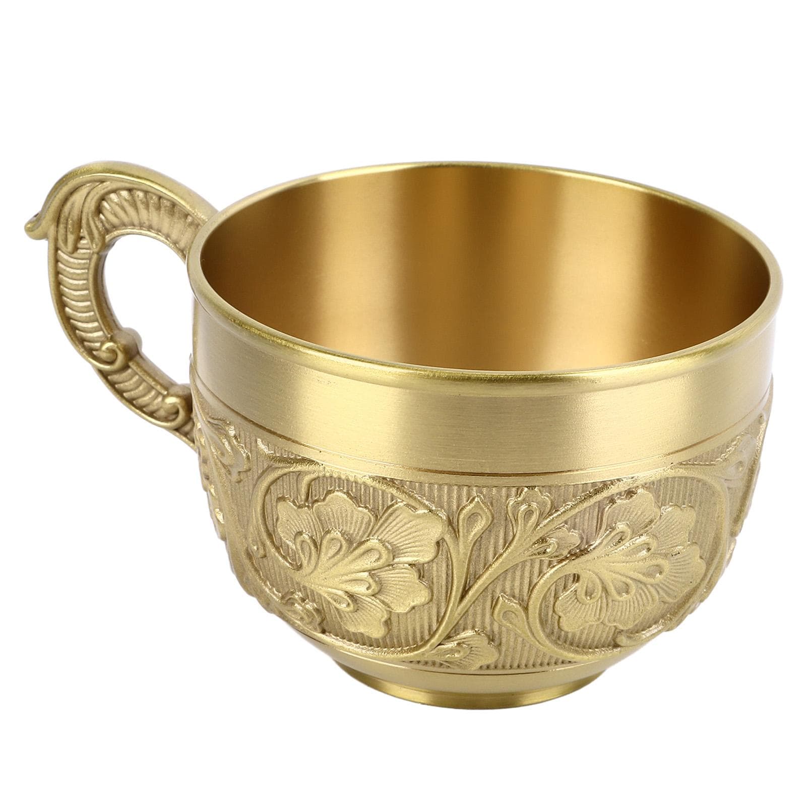 Brass Tea Cup Exquisite Embossed Patterns Retro European Small Coffee Cup for Home Parties