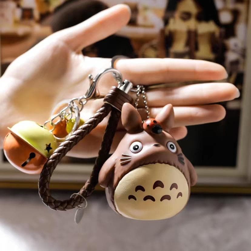 Cute Totoro Animal Keyring Fur Men or Women Keychain Women Trinket Metal Key Chains Car Bag Pendent Charm coffee