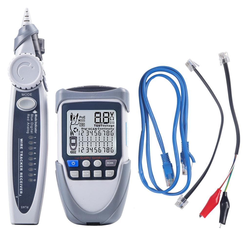 Handheld Portable Network Cable Tester LCD Large Screen Display Digital Wire Trackers Continuity ET612