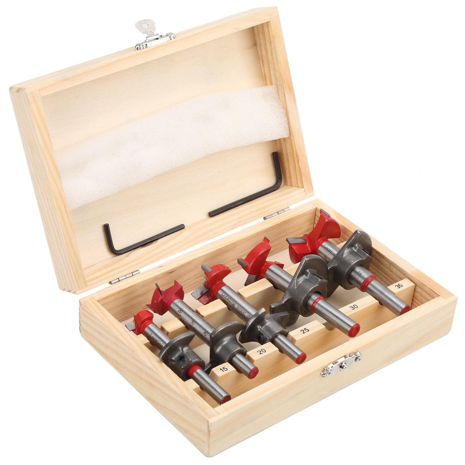 5Pcs Hinge Hole Cutter Alloy Steel Woodworking Opener Door Wood Reaming Drill Bit with Limit