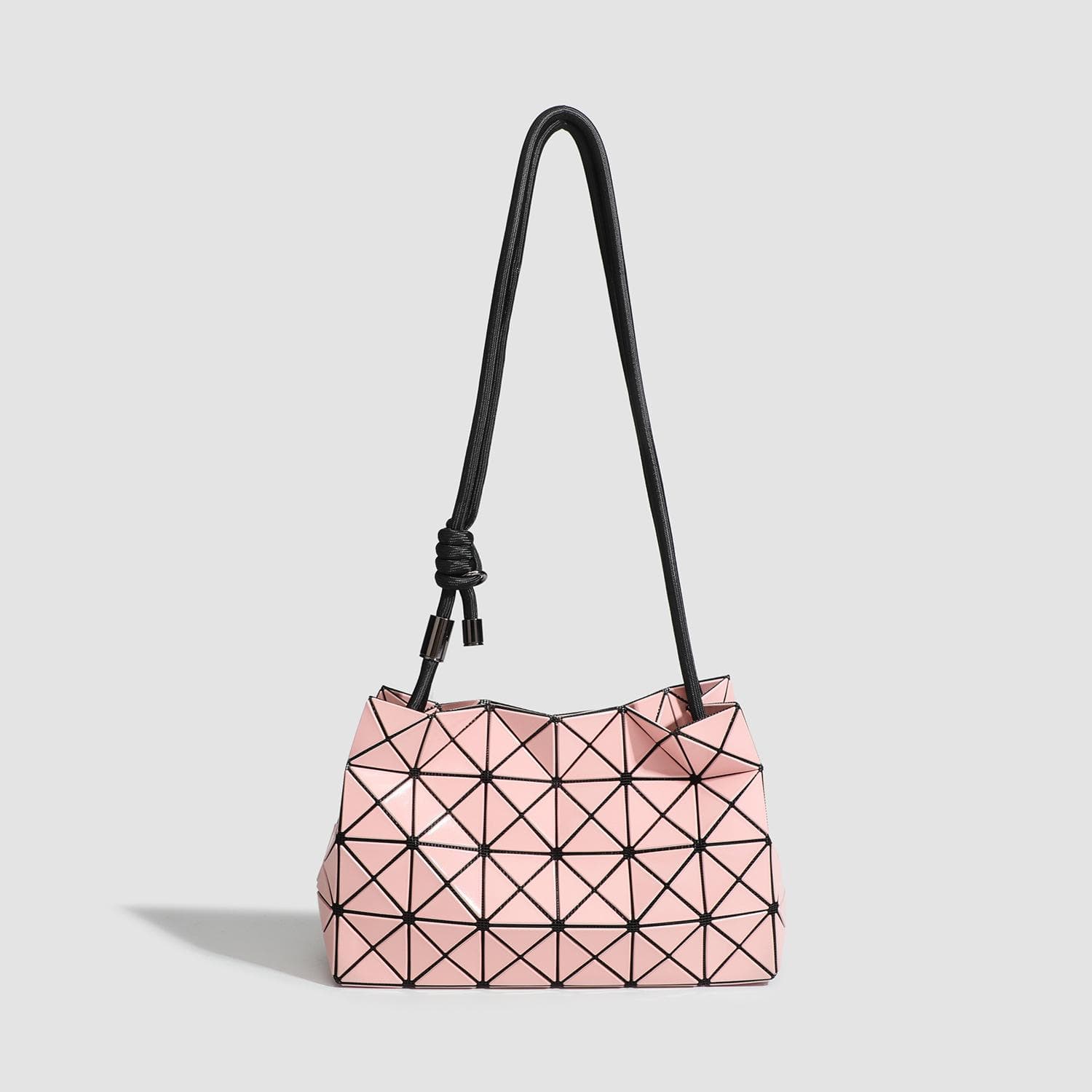 Geometric Diagonal Small Square Bag Drawstring Boston Bag Simple Diamond Check Bucket Bag One Shoulder Armpit Bag Women pink