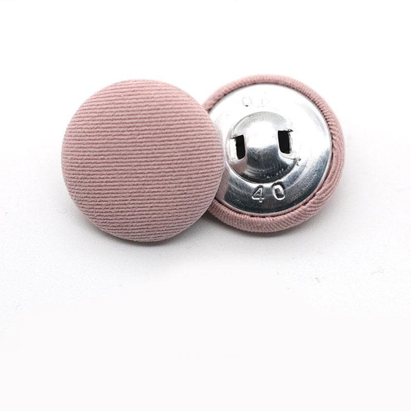 10Pcs Clothing Diy Round Decorative Dress Shirt Fabric Covered Cloth Buttons Metal Buttons 15MM pink