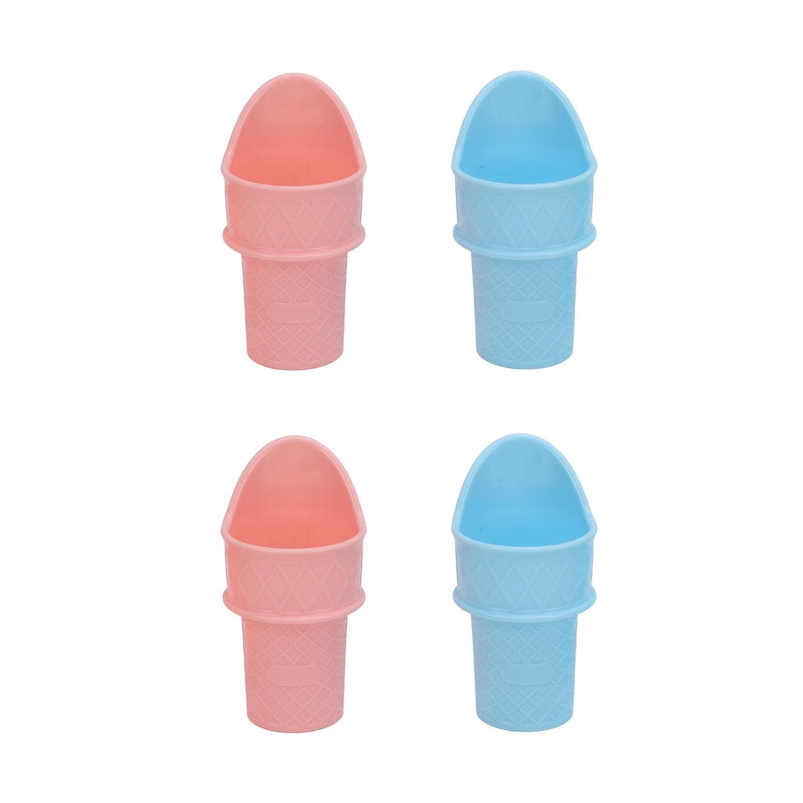 4pcs Ice Cream Cone Holder Reusable Sustainable Freezable Ice Cream Cup Spoon Snow Cone for