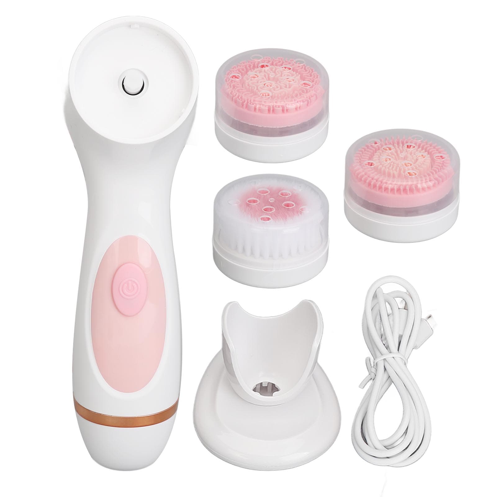 Electric Facial Cleansing Brush Silicone Pore Deep Cleansing Waterproof Make Up Remover Face pink