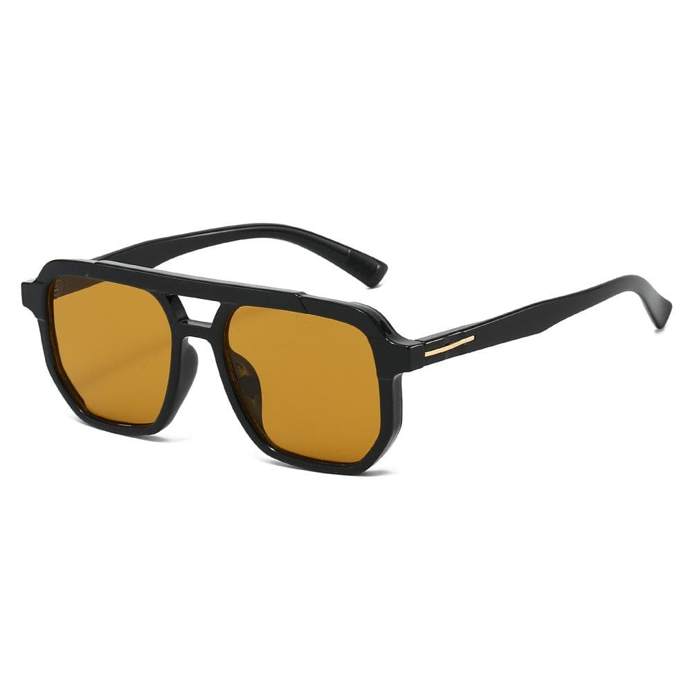 New Retro Double Beam Gradient Sunglasses UV400 Two Color Splicing Frame Trendy Women Men Shades Simple Design as  picture
