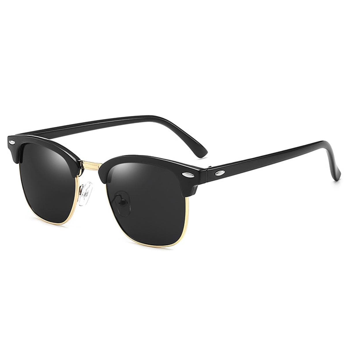 Classic Sunglasses Retro Rice Nail Half Frame Sunglasses Fashion Color Film Reflective Glasses Flat Glasses gold
