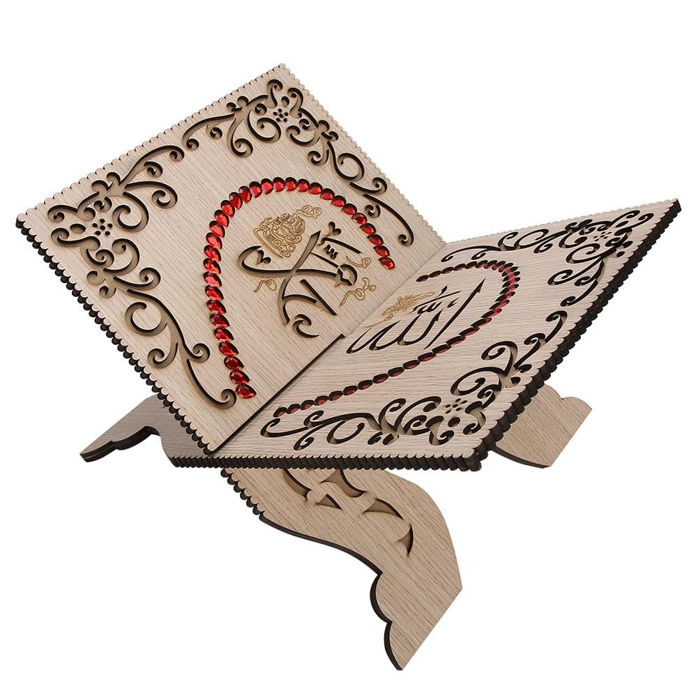 Detachable Quran Scripture Stand Holders Book Rack Home Decoration (Red Rhinestones)