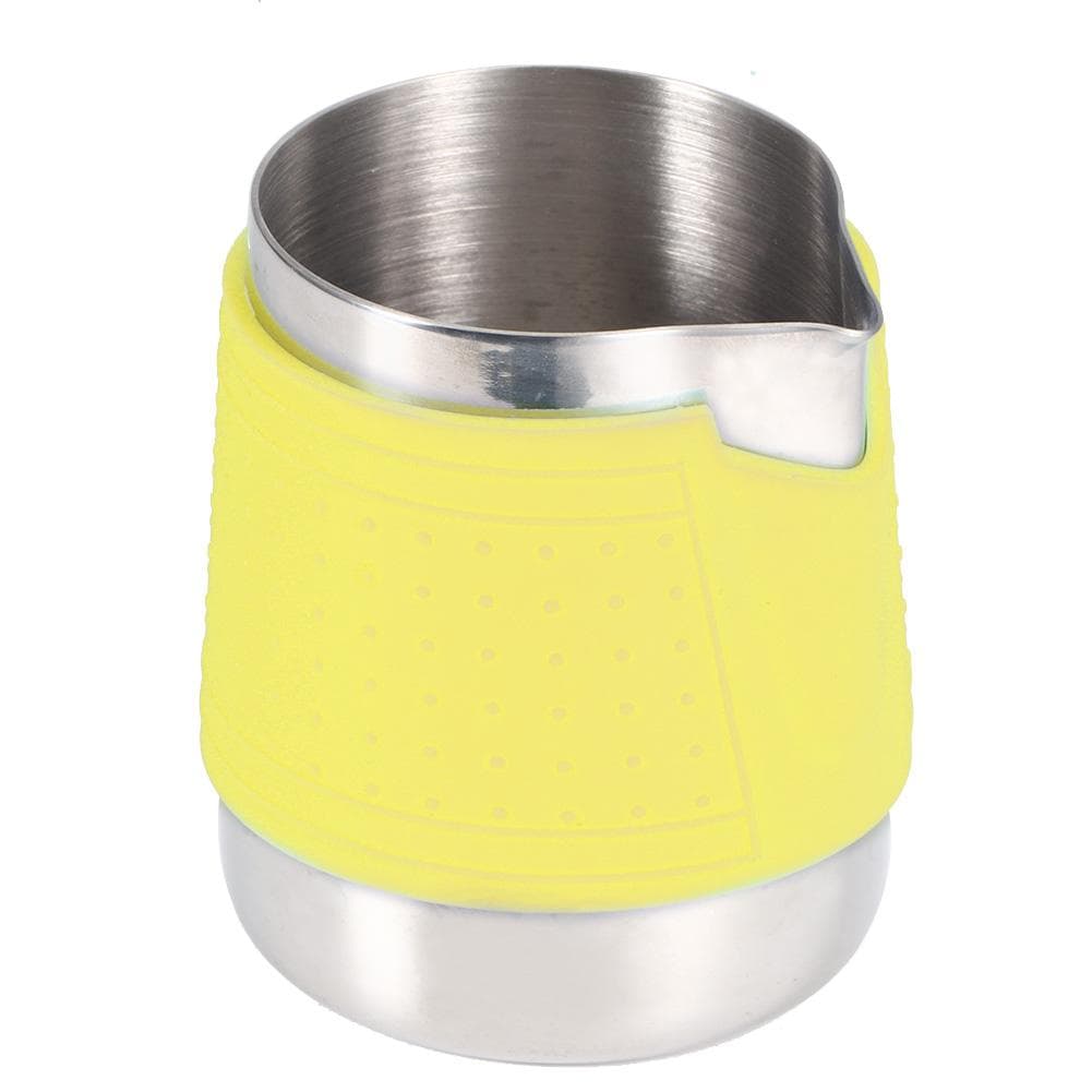 350ml Stainless Steel Milk Frothing Cup Anti-Scald Silicone Coffee Pitcher for Latte Art yellow