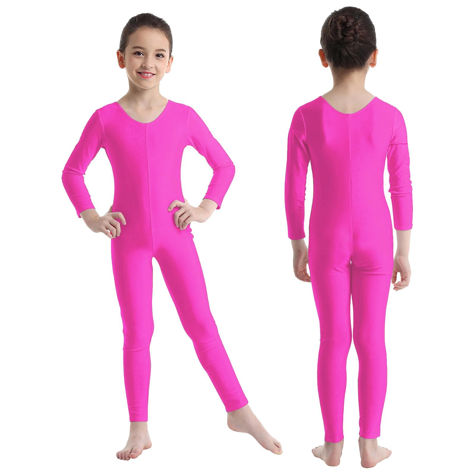 Kids Girls Stylish Clothing Long Sleeves Ballet Dance Gymnastics Leotard Jumpsuit Dancewear 10-12 Years Rose