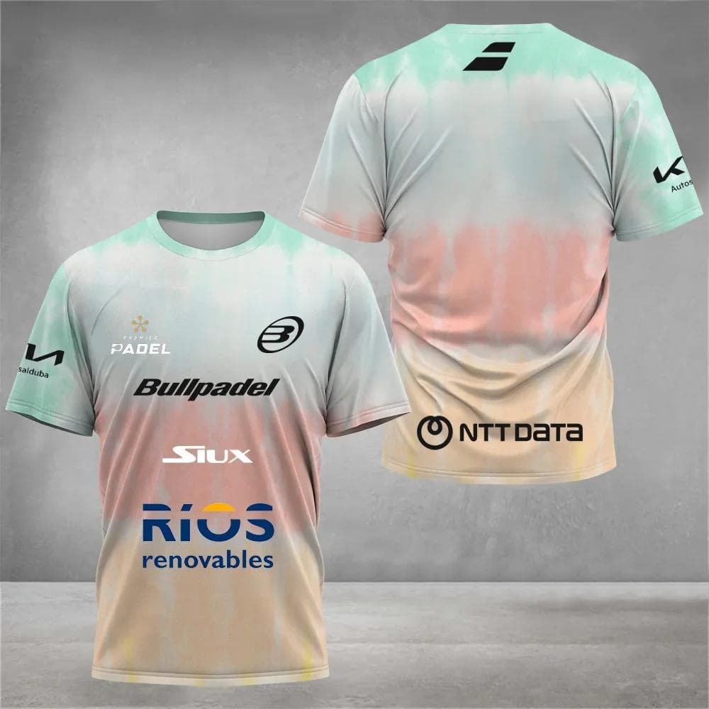 Padel tennis fan breathable quick drying T-shirt, men's tennis training top, 3D printed summer short sleeved clothing, round M
