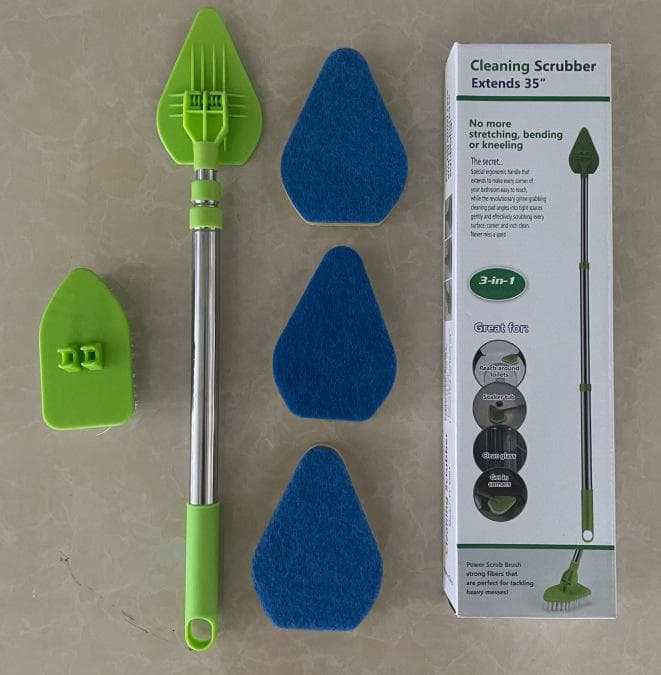 Retractable Long Handle Triangle Brush Multifunctional Floor Bathroom Cleaning Brush Sponge Brush Kitchen Supplies Cleaning Tools