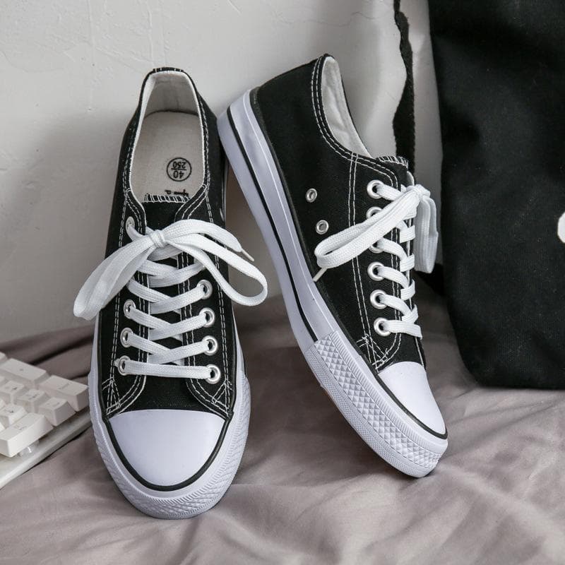 Canvas Shoes Trend Plus Size Couple Shoes Joker Breathable Vulcanized Men New Men's Shoes 44 black
