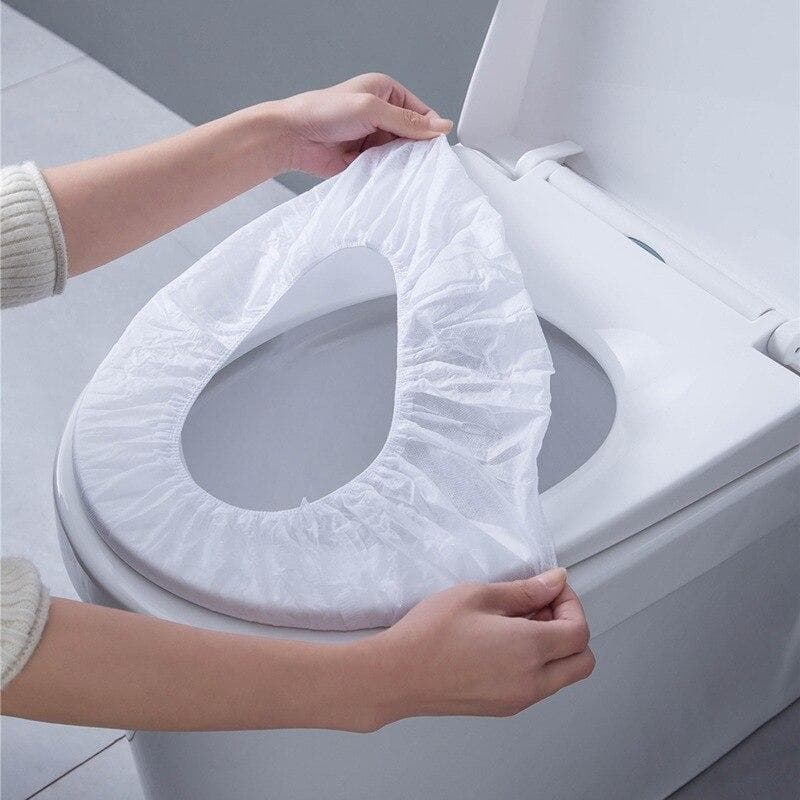 10 Pcs/set Disposable Toilet Pad Double-layer Thick Non-woven Toilet Set Cover Tourist Full Coverage Waterproof Toilet Cover white