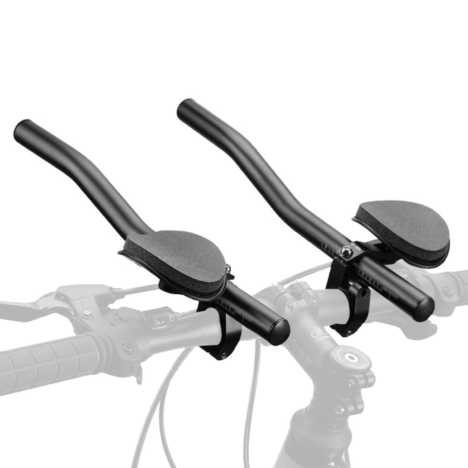 Bicycle Rest Handlebars Adjustable Bicycle Triathlon Handlebars Cycling TT Bars for Road Bike MTB black