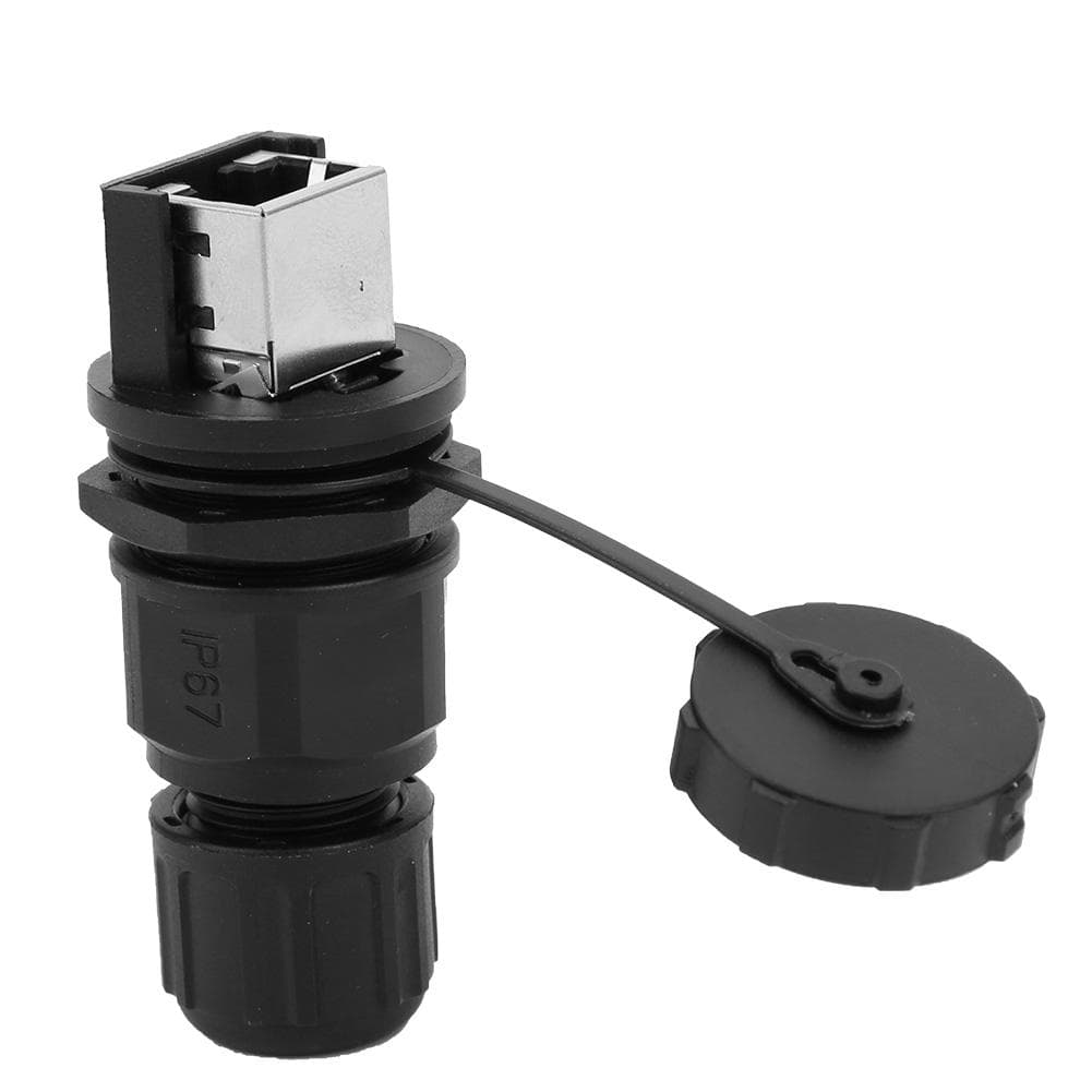 RJ45 Ethernet Connector 180 degrees Water Dust Proof RJ45 Adapter Black Outdoor 8 Pin Post Installation