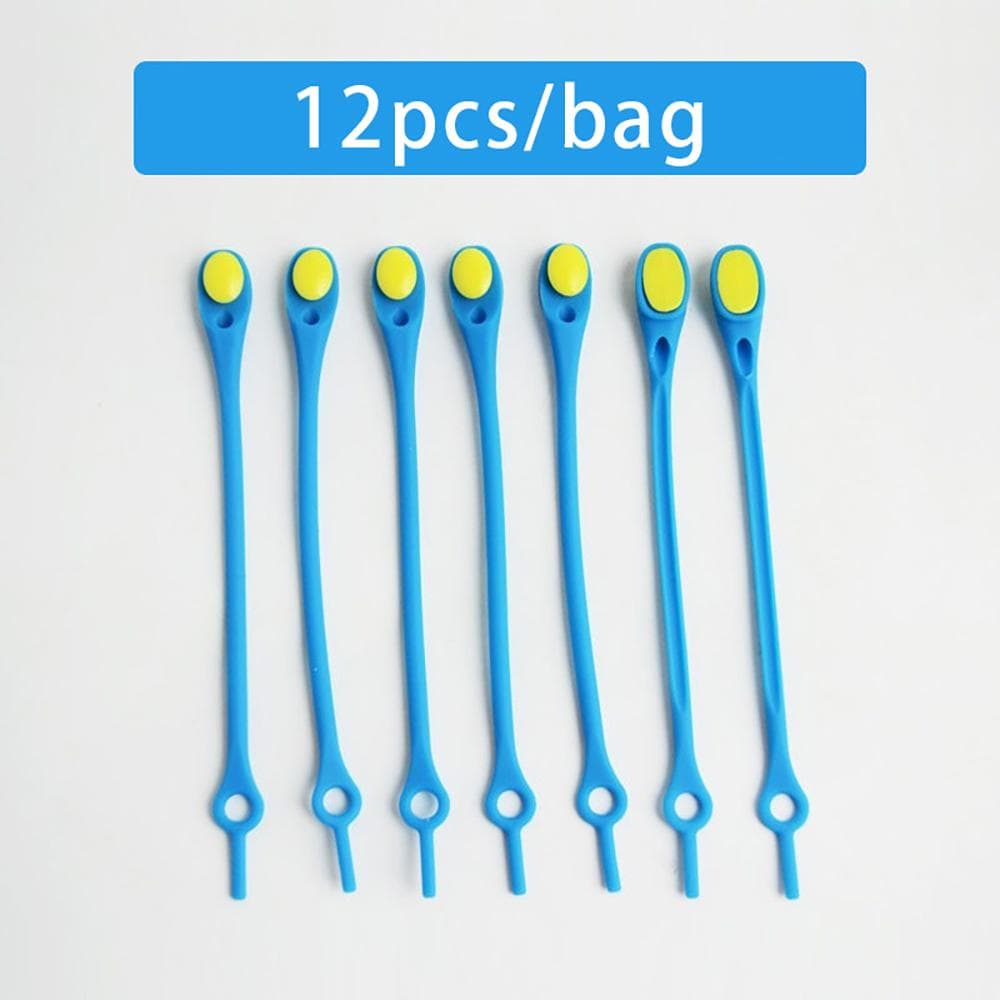NO.8 12pcs Stretch Silicone Shoelaces No Tie Shoe laces Elastic Laces Sneakers Adults kids Lazy Shoelace for Shoes Rubber Zapatillas sky blue