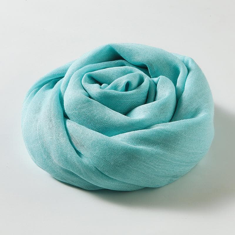 Summer Silk Scarf for Women, Fashionable Sun Protection and Shading, Beach Long Scarf, Solid Color Cotton and Linen Silk Scarf, Scarf 100*195CM light blue