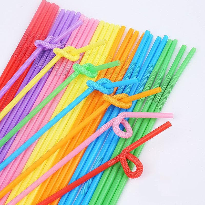 100Pcs Disposable Straws Flexible Extra Long Plastic Drink for Children Large Tubes Bar Tea Drinking Telescopic Cocktail Straw 100Pcs
