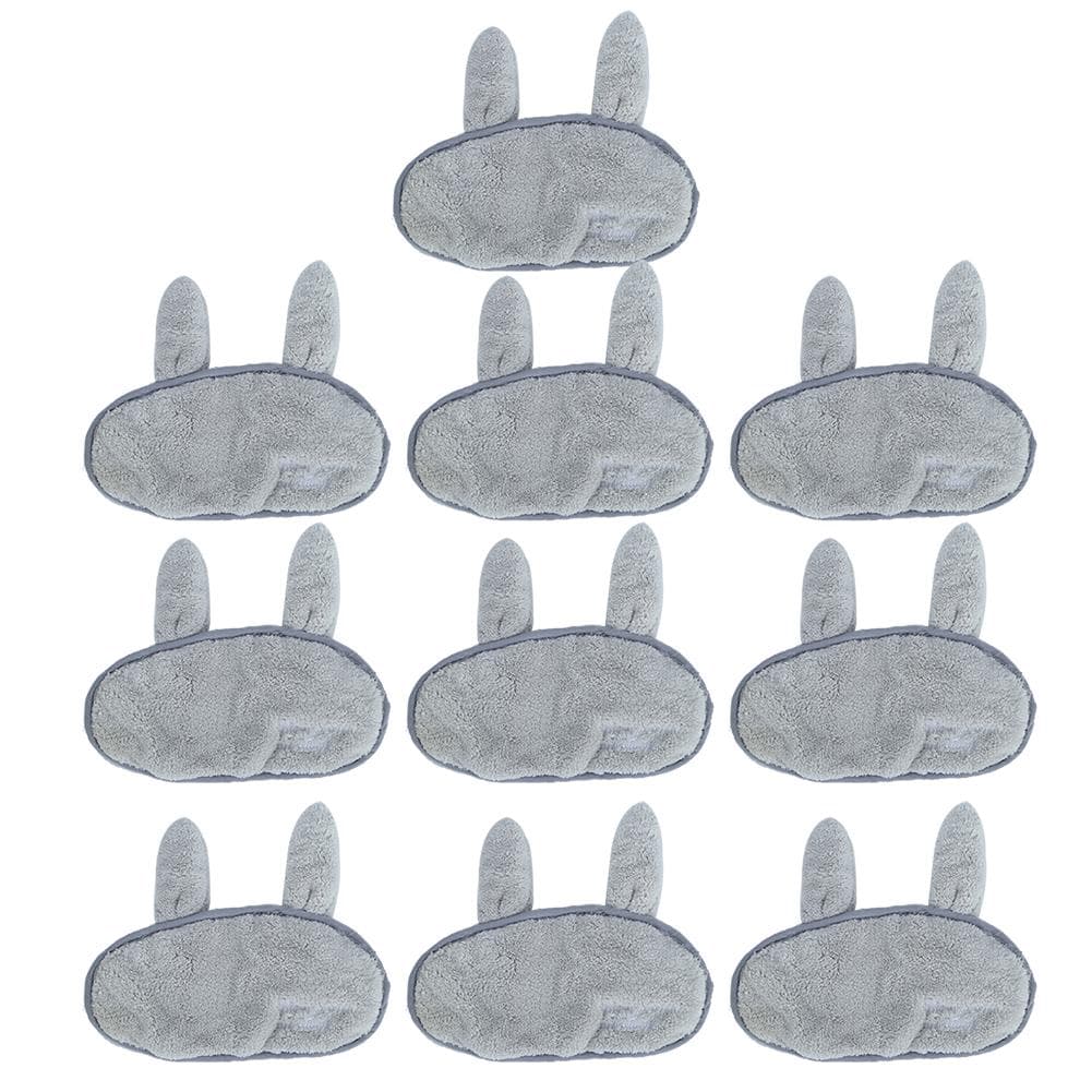 10Pcs Coral Fleece Cute RabbitShaped Eye Patch Blinder Sleeping Rest Eyeshade for Girls Women(Gray ) gray